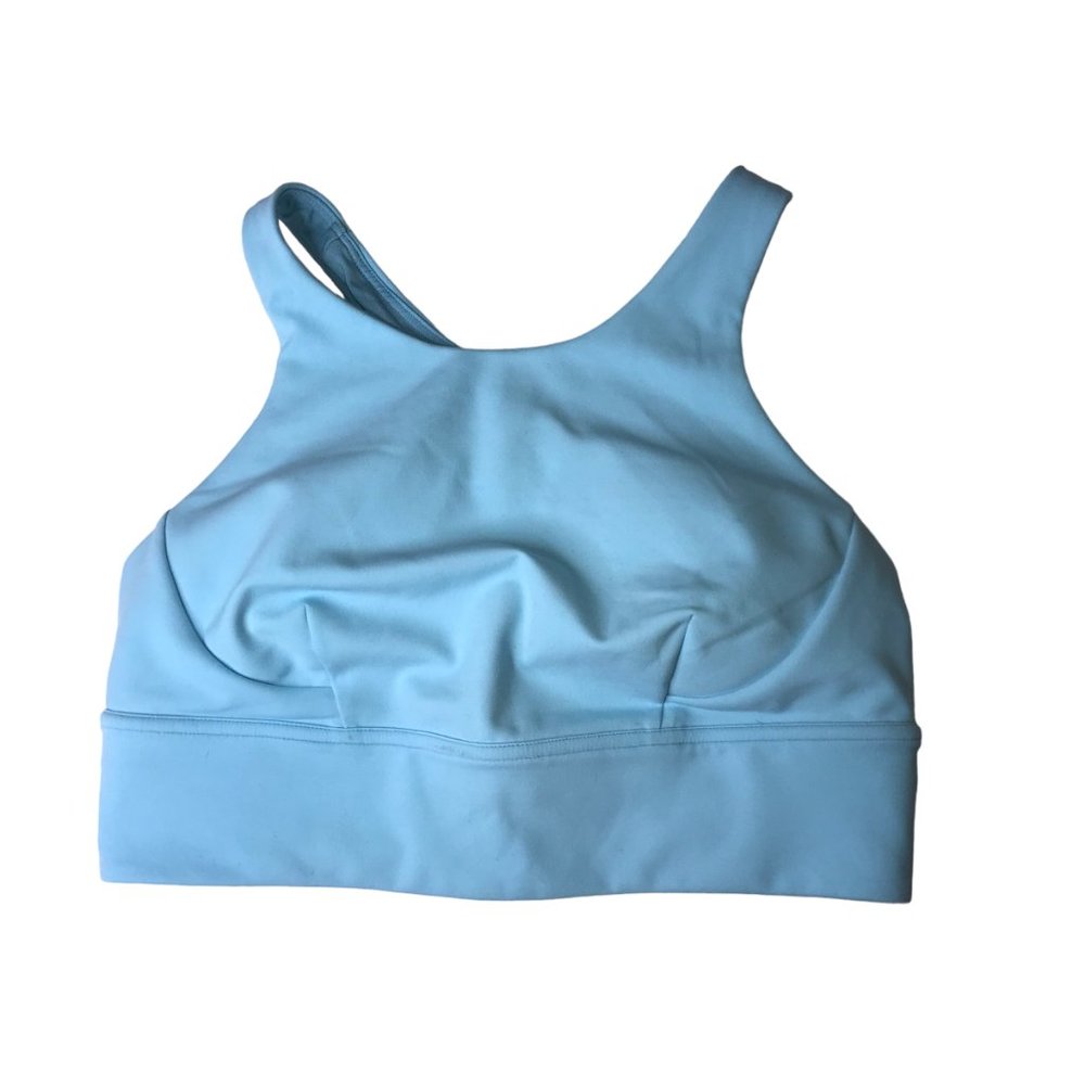 Lululemon Sports Bra Crop Top Light Blue. Size Women's 10.  Yoga High Neck